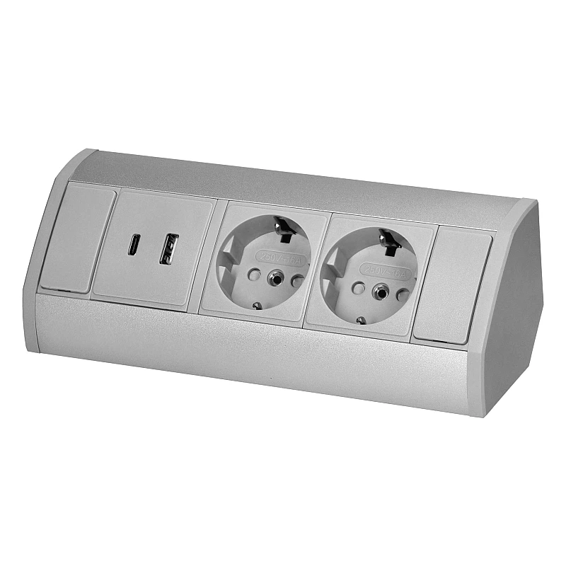 Πολύπριζο Επίπλου Σούκο 2 θέσεων 230V 16A με 1 USB A, 1 Type C με καλώδιο 0.6m OR-GM-9039(GS)/G Orno Πολύπριζο Επίπλου Σούκο 2 θέσεων 230V 16A με 1 USB A, 1 Type C με καλώδιο 0.6m OR-GM-9039(GS)/G Orno