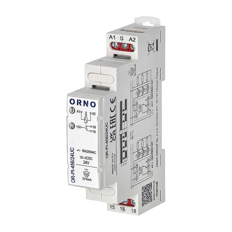 Ρελέ ράγας 24 VAC / DC, 16A Installation bistable relay OR-PI-456/24UC Orno Ρελέ ράγας 24 VAC / DC, 16A Installation bistable relay OR-PI-456/24UC Orno