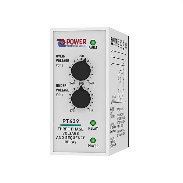 Power Electronics Επιτηρητής επιπέδου τάσης & διαδοχής τριφασικός με ρυθμιζόμενο άνω και κάτω όριο PT439-8