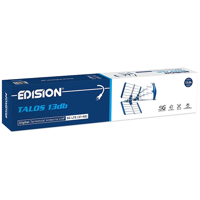 EDISION Τριπλή Επίγεια ψηφιακή Κεραία TALOS 13db 5G 21-48 EDISION Τριπλή Επίγεια ψηφιακή Κεραία TALOS 13db 5G 21-48