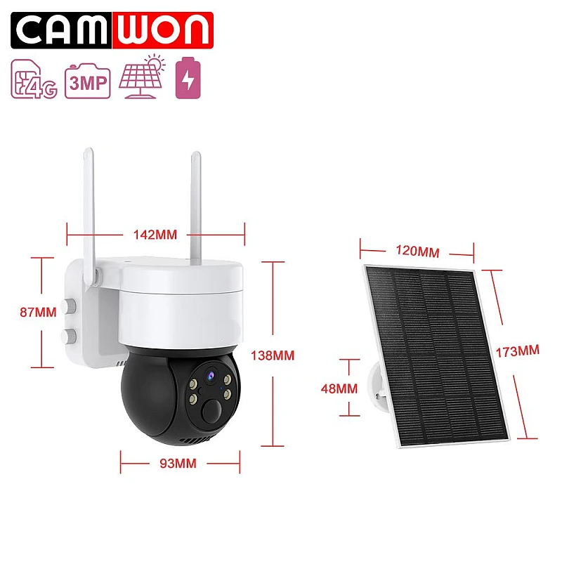 CAMWON WIP-C300X Ηλιακή 4G Wireless PTZ κάμερα 3Mpixels Με κάρτα SIM Λευκή CAMWON WIP-C300X Ηλιακή 4G Wireless PTZ κάμερα 3Mpixels Με κάρτα SIM Λευκή