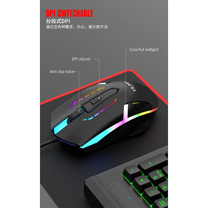 YILIMA QS-3005 GAMING USB ενσύρματο πληκτρολόγιο με ποντίκι, ακουστικά και mousepad Camouflage Αγγλικό US OEM YILIMA QS-3005 GAMING USB ενσύρματο πληκτρολόγιο με ποντίκι, ακουστικά και mousepad Camouflage Αγγλικό US OEM