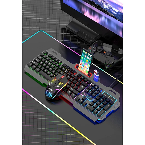 YILIMA QS-602 Σετ Ενσύρματο GAMING Φωτιζόμενο Πληκτρολόγιο με ποντίκι Αγγλικό US OEM 