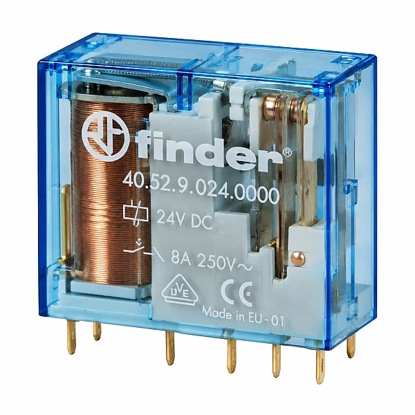 Ρελέ FINDER 24V DC 8A με 2 μεταγωγικές επαφές ηλεκτρομαγνητικό F40.52.9.024.0000 40.52