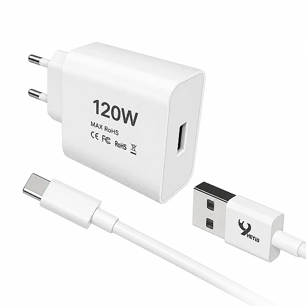 HY-773 Φορτιστής με Θύρα USB-A και Καλώδιο USB-C 120W USB Λευκό OEM