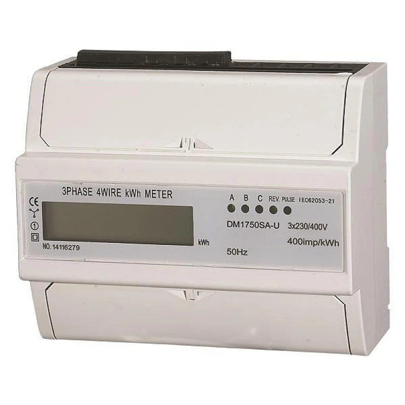 Τριφασικό Κιλοβατοωρόμετρο - Μετρητής ενέργειας ράγας Ψηφιακός 3Φ 3/90Α 147-02057 FERRARA