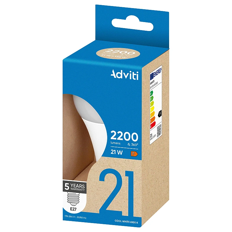 Λαμπτήρας Led Adviti E27 A80 21W Ψυχρό λευκό 6500K AD-SW-6638L6 Orno