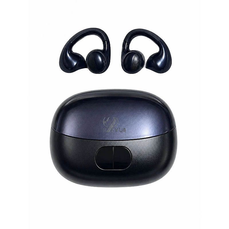 TWS HY-K147 Open Ear Clip-On Ακουστικά με Θήκη Φόρτισης μαύρο-μπλε OEM