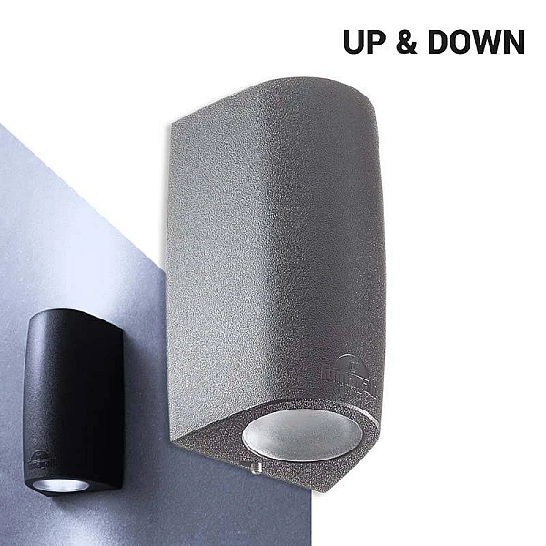 Fumagalli Marta 90 2L απλίκα τοίχου Up & Down εξωτερικού χώρου με λαμπτήρα GU10 CCT γκρι χρώμα IP55 2A4.000.000.LXL2K