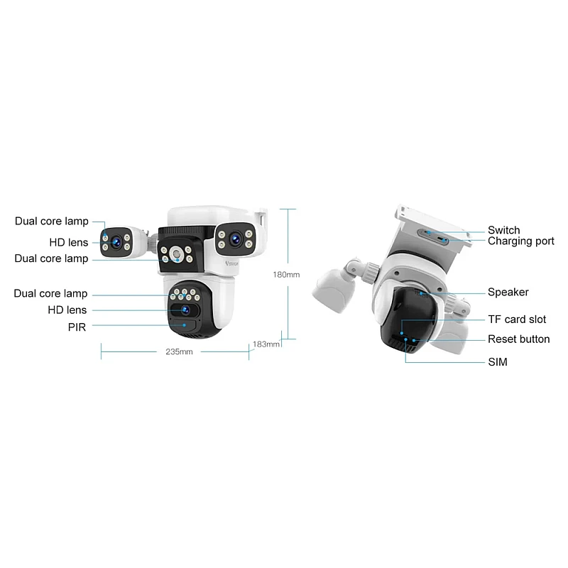 VSTARCAM smart ηλιακή κάμερα BG621SR triple lens 2MP 4G SD PTZ IP66
