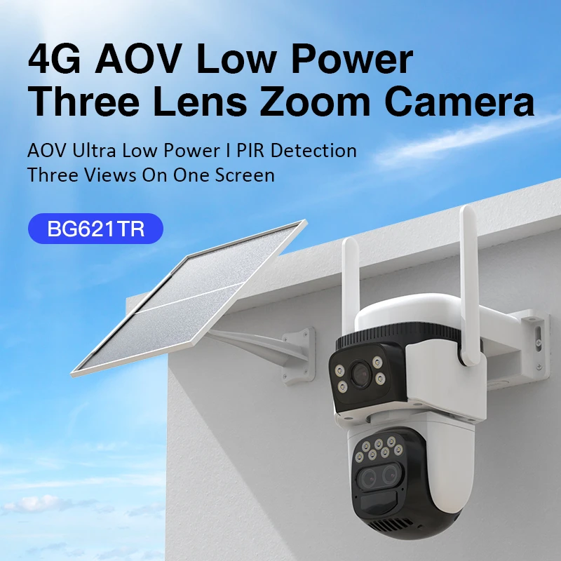VSTARCAM smart ηλιακή κάμερα BG621TR, triple lens 3MP 4G SD PTZ IP66