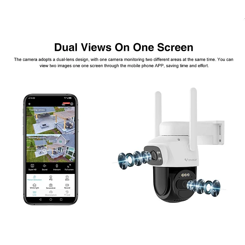 VSTARCAM smart ηλιακή κάμερα BG622DR dual lens 2MP 4G SD PTZ IP66