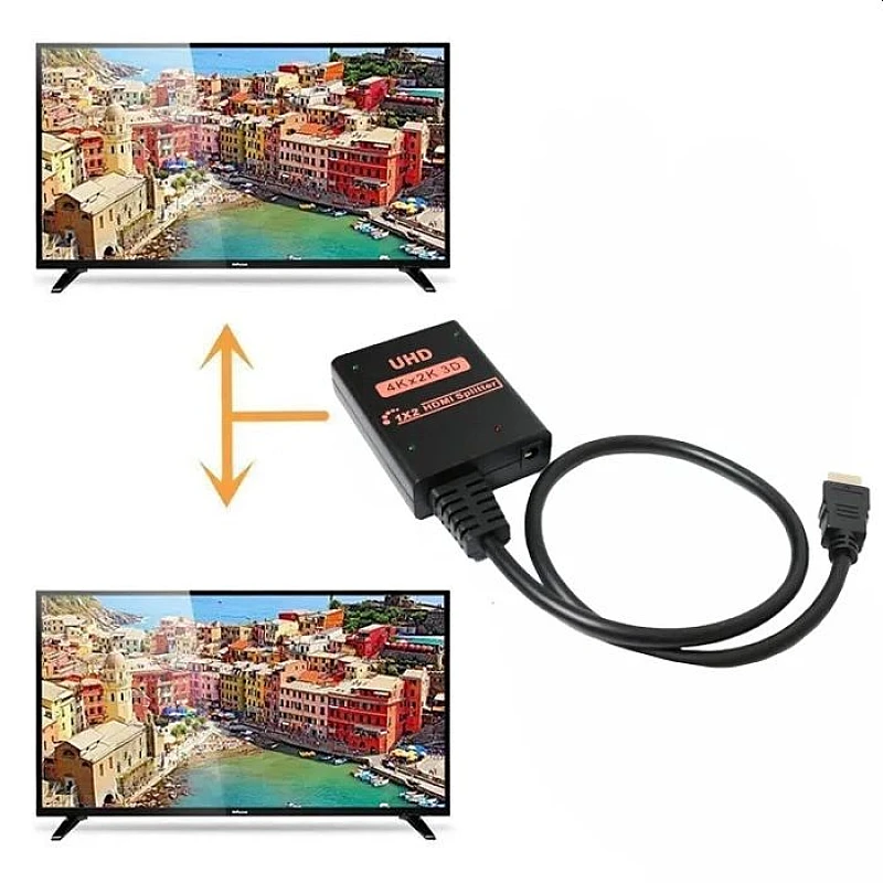 POWERTECH HDMI splitter CAB-H173 1-in σε 2-out 4K/30Hz HDR/HDCP μαύρο