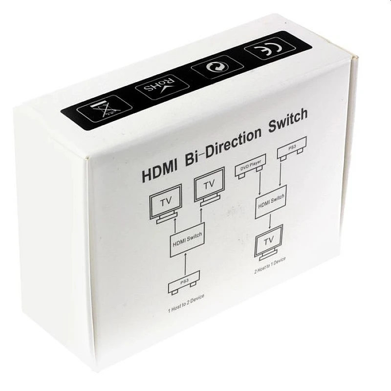POWERTECH HDMI switch CAB-H112, 2 σε 1, 4K, bidirectional, μαύρο POWERTECH HDMI switch CAB-H112, 2 σε 1, 4K, bidirectional, μαύρο