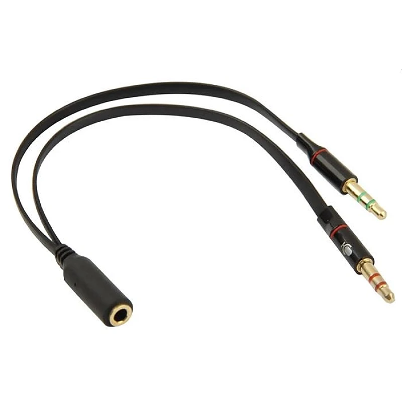 POWERTECH καλώδιο 2x 3.5mm σε 3.5mm θηλυκό CAB-J047 0.2m μαύρο