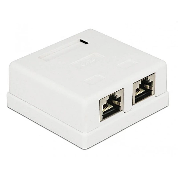 POWERTECH επιτοίχια πρίζα δικτύου RJ45 CAB-N130 2 θυρών Cat.6 UTP λευκή