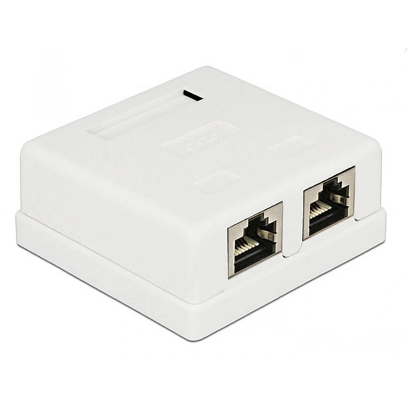 POWERTECH επιτοίχια πρίζα δικτύου RJ45 CAB-N130 2 θυρών Cat.6 UTP λευκή