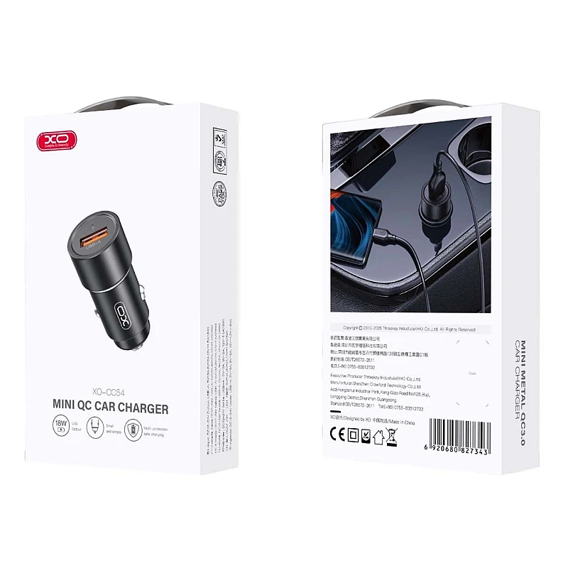 XO CC54 Φορτιστής αυτοκινήτου Μαύρος USB QC3.0 18W XO CC54 Φορτιστής αυτοκινήτου Μαύρος USB QC3.0 18W