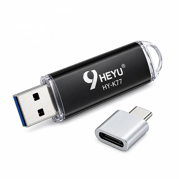HY-K77 64GB USB 2.0/3.0 Flash Drive με αντάπτορα Type-C σε USB 9HEYU