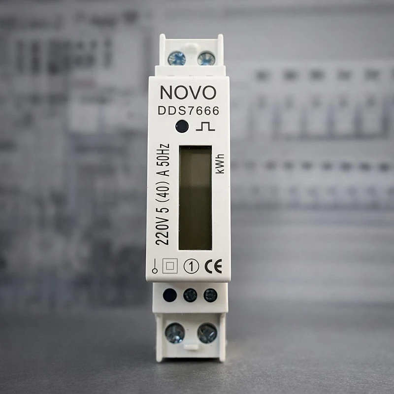 Μετρητής ράγας μονοφασικός ψηφιακός στενός 40A DDS7666-A NOVO