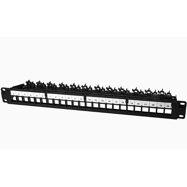  Keystone patch panel 19" 24 x RJ45 κατηγορίας 5e, 6 ή 6A μαύρο 06412 OEM