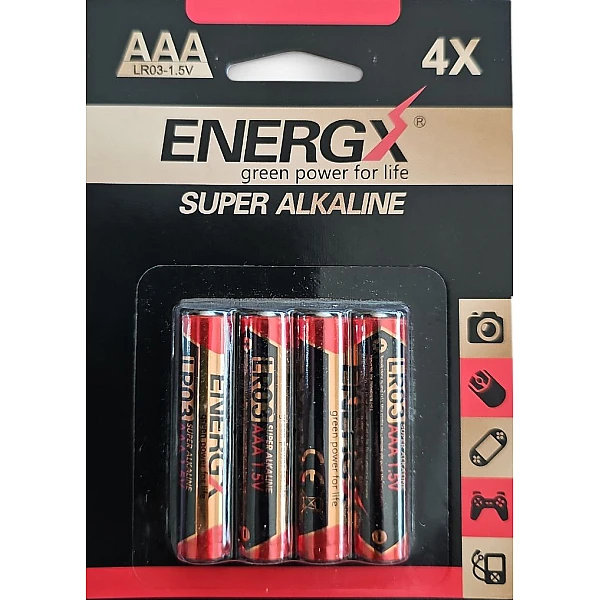 ENERGX Αλκαλική Μπαταρία LR3/1.5V AAA 4 τεμάχια LR03/AAA-4B