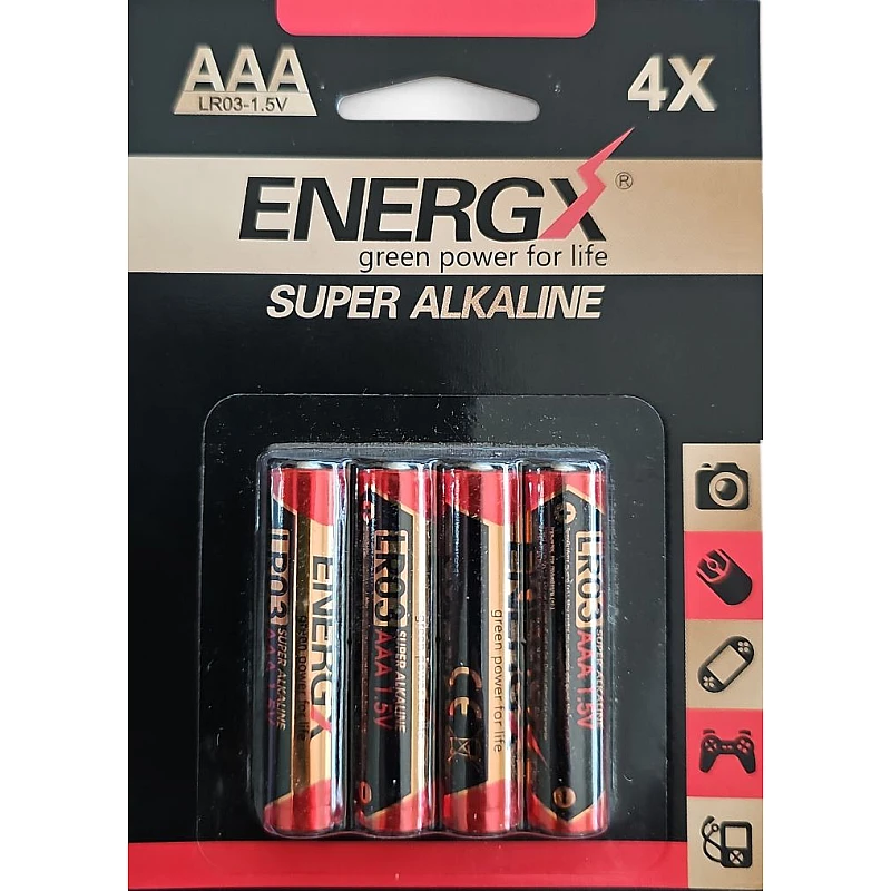 ENERGX Αλκαλική Μπαταρία LR3/1.5V AAA 4 τεμάχια LR03/AAA-4B
