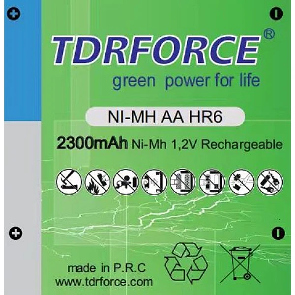 TDRFORCE Μπαταρία Επαναφορτιζόμενη Ni-MH AA 2300mAh 2 Τεμάχια HR6-2S