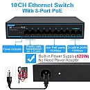 SF10P Unmanaged PoE+ Switch με 8 θύρες PoE + 2 θύρες Uplink