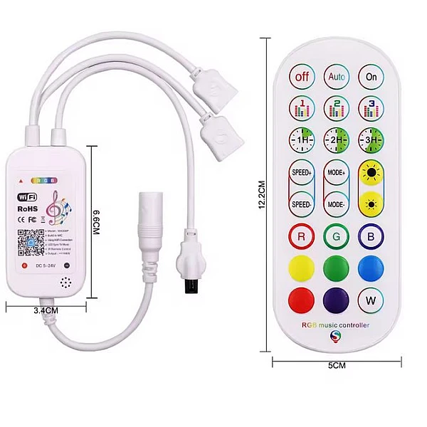 Led strip Controller RGB Wi-Fi Music με Τηλεχειριστήριο 144W WX300P OEM