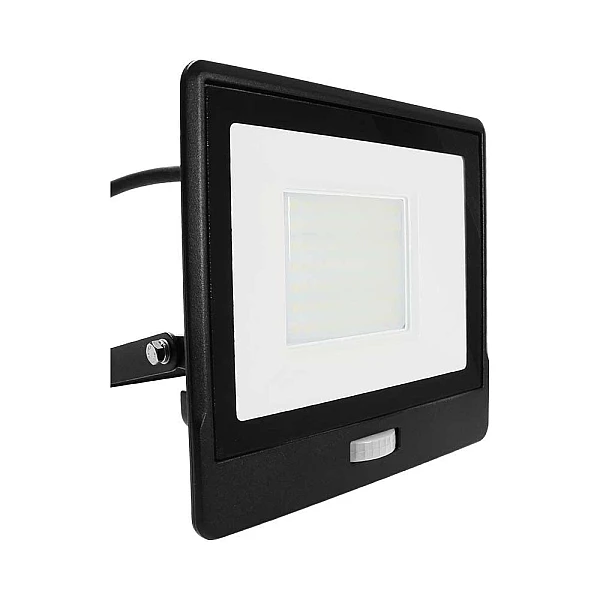 Προβολέας LED SAMSUNG 50W Ψυχρό λευκό 6500K Μαύρο σώμα με ανιχνευτή και 1m καλώδιο VT-158S-1 20291 V-TAC