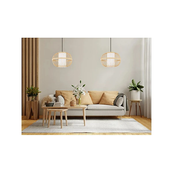 Φωτιστικό Οροφής Κρεμαστό E27 μπαμπού 40cm BK8024-P-L OEM