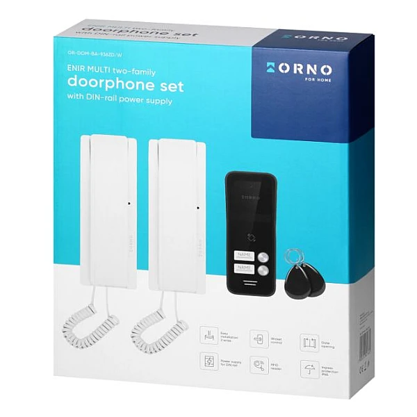 Κιτ θυροτηλεφώνου 2 διαμερισμάτων 2+2 καλωδίων RFID ENIR OR-DOM-BA-936ZD/W ORNO