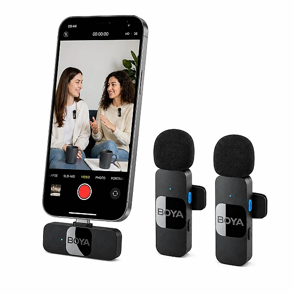 BOYA BY-V20 Ασύρματο Σετ Μικροφώνων 2.4GHz με 2 Μικρόφωνα & Δέκτη USB-C για Smartphone