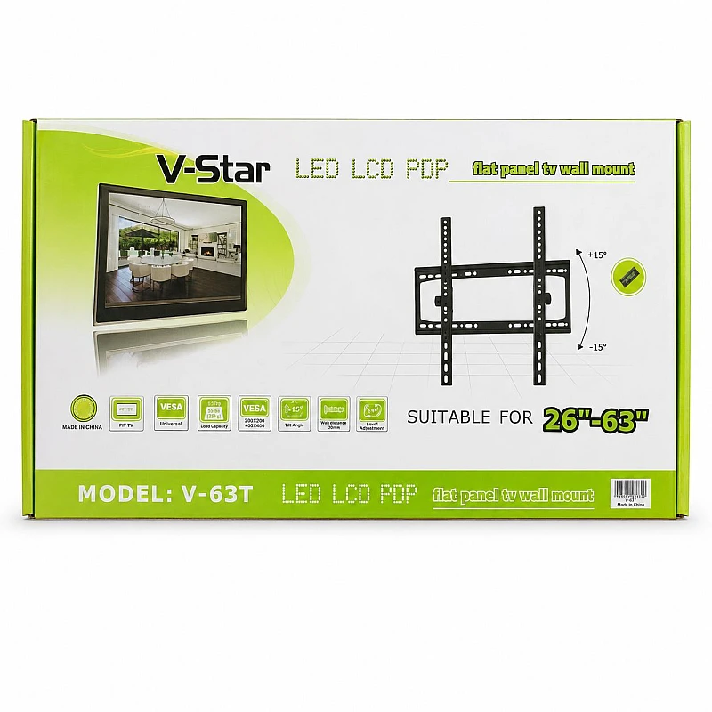 Βάση TV LED/LCD 26“-63” Τοίχου Ρυθμιζόμενη με κλίση V-63T V-Star