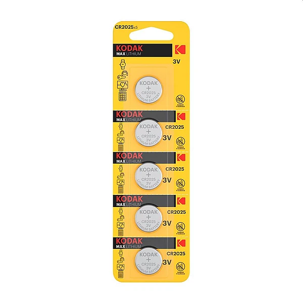 Kodak μπαταρία λιθίου 3V CR2025 πακέτο 5 μπαταριών MAX LITHIUM
