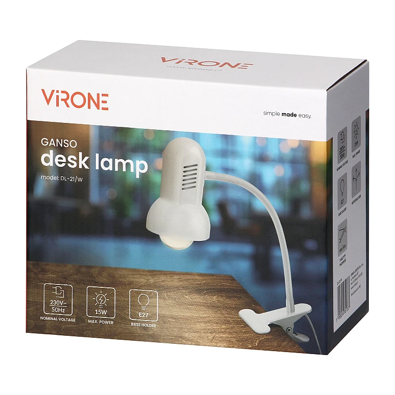 Φωτιστικό γραφείου μεταλλικό με πιάστρα μαύρο GANSO E27 DL-21/B ORNO-Virone