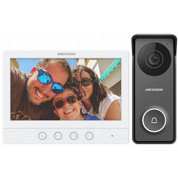 HIKVISION Έγχρωμο Κιτ Θυροτηλεόρασης 4 Καλωδίων με μπουτονιέρα και οθόνη DS-KIS213