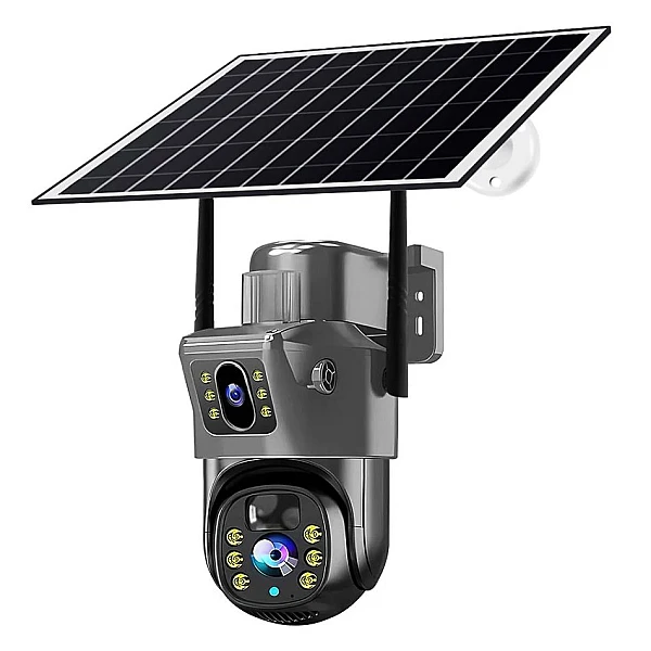 V380 smart ηλιακή κάμερα D06 dual lens, 6MP, 4G, PTZ, SD, IP65