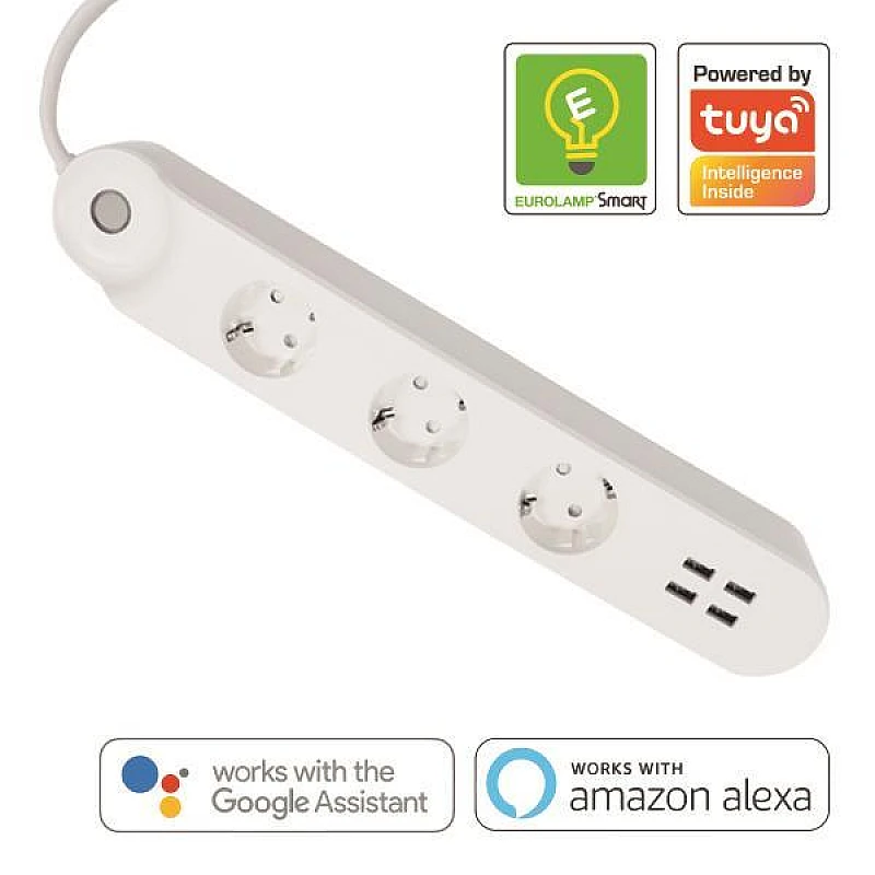 Smart Πολύπριζο Σούκο 3 θέσεων 110-240V 16A με καλώδιο 1.5m, με διακόπτη, με 4 USB και μετρητή 147-77915 Eurolamp Smart Πολύπριζο Σούκο 3 θέσεων 110-240V 16A με καλώδιο 1.5m, με διακόπτη, με 4 USB και μετρητή 147-77915 Eurolamp