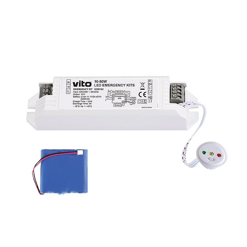 EMERGENCY LED KIT 10-50W 3x3.7V 2200mAh 18650 LI-ION 6200160 VITO για Panel και Φώτα Οροφής EMERGENCY LED KIT 10-50W 3x3.7V 2200mAh 18650 LI-ION 6200160 VITO για Panel και Φώτα Οροφής