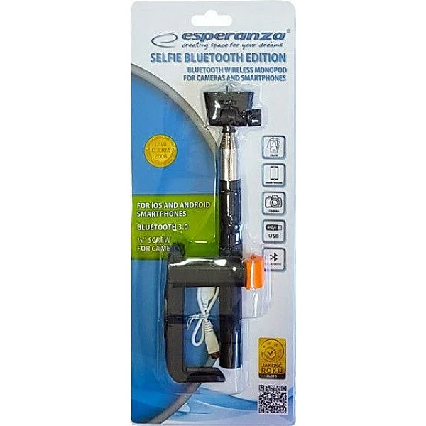 Esperanza Selfie Stick Bluetooth EMM-115 Μαύρο