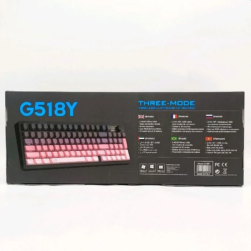 Good Pro G518Y Aσύρματο Μηχανικό GAMING Φωτιζόμενο Πληκτρολόγιο τριών λειτουργιών EN