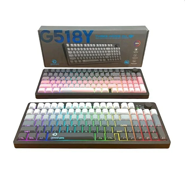 Good Pro G518Y Aσύρματο Μηχανικό GAMING Φωτιζόμενο Πληκτρολόγιο τριών λειτουργιών EN