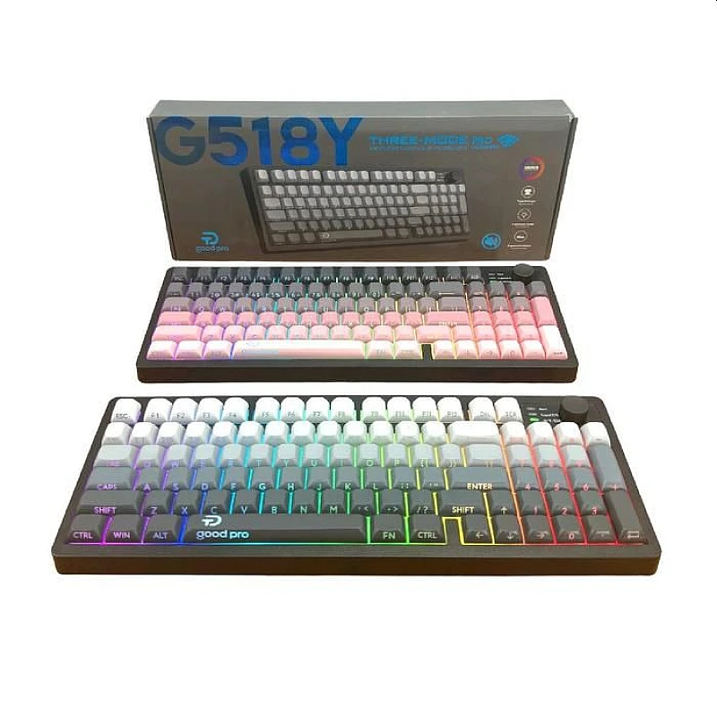 Good Pro G518Y Aσύρματο Μηχανικό GAMING Φωτιζόμενο Πληκτρολόγιο τριών λειτουργιών EN