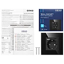  ORNO Πρίζα σούκο με 1 θύρα USB 3A και 1 θύρα Type C μαύρη με εφέ γυαλιού OR-AE-13308(GS)/B