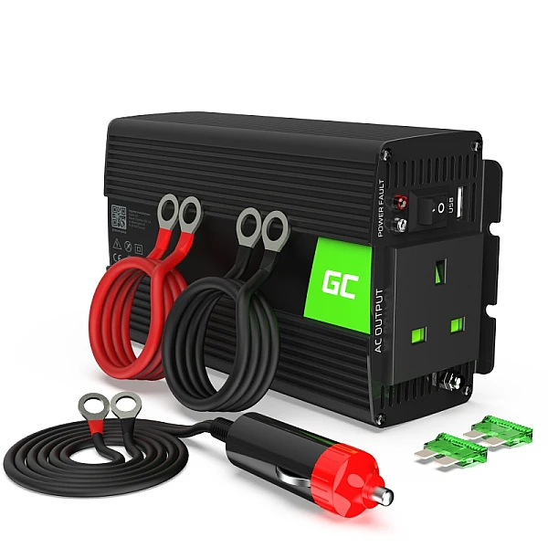 Voltage inverter 300W/600W 24V/230V PLUS +USB 5V/500mA UK PLUG INV02UK Green Cell