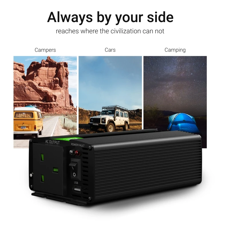 Voltage inverter 300W/600W 24V/230V PLUS +USB 5V/500mA UK PLUG INV02UK Green Cell