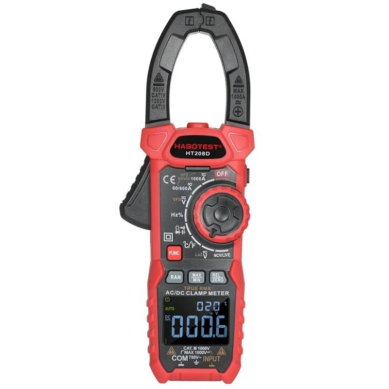 Habotest Αμπεροτσιμπίδα Ψηφιακή 1000A AC HT208D True RMS με φακό Habotest Αμπεροτσιμπίδα Ψηφιακή 1000A AC HT208D True RMS με φακό