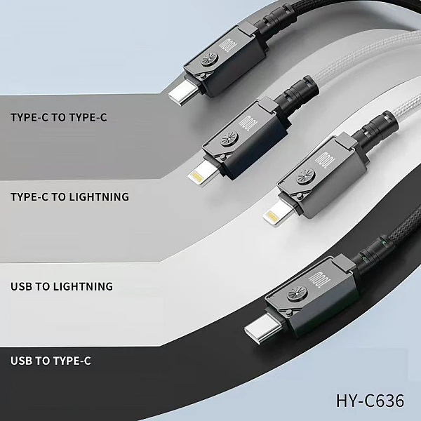 HY-C636t Καλώδιο Γρήγορης Φόρτισης και Μεταφοράς Δεδομένων USB A σε Type C 100W σε μαύρο χρώμα